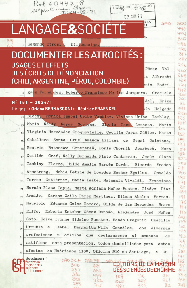 LANGAGE ET SOCIETE NO 181  2024 1. DOCUMENTER LES ATROCITES