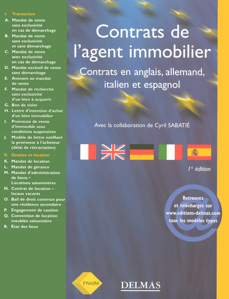 Contrats de l'agent immobilier - Contrats en anglais, allemand, italien et espagnol