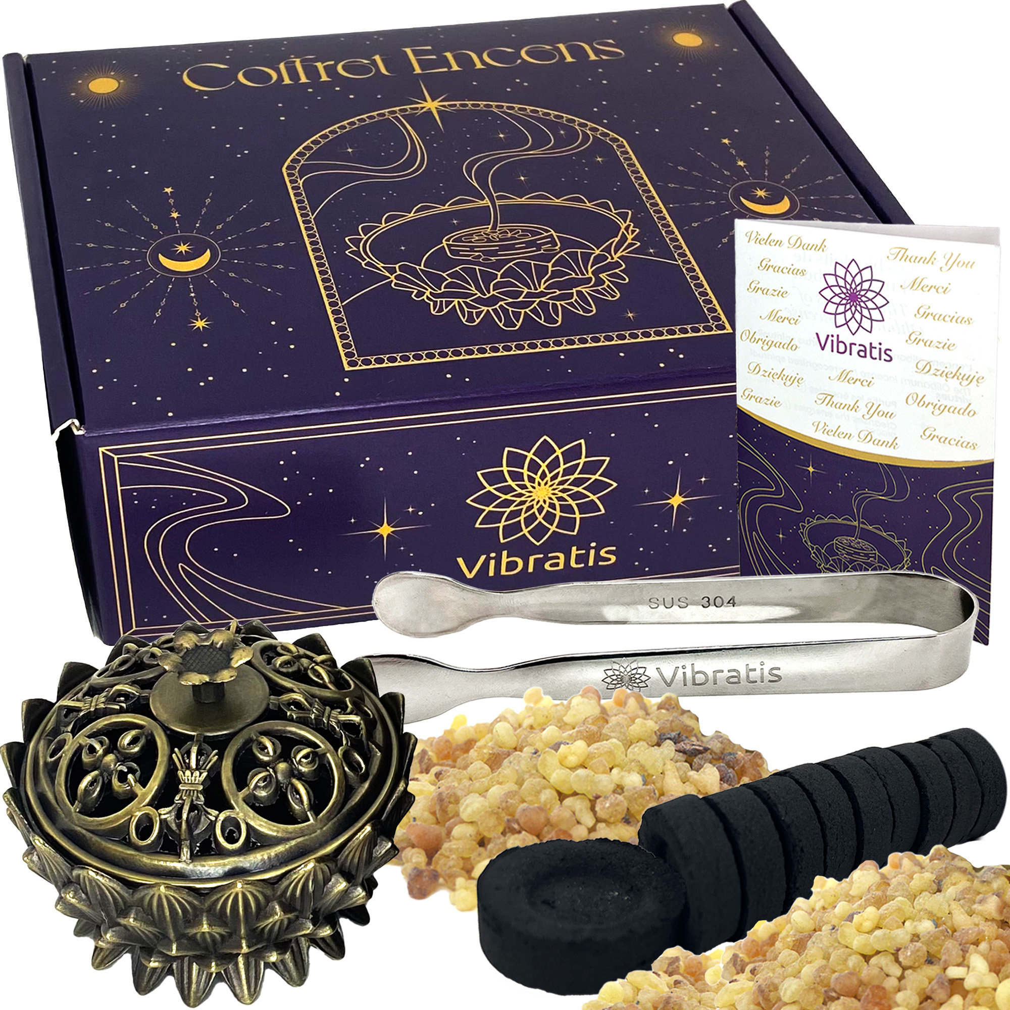 Coffret de Fumigation avec Encens Oliban Naturel - Idéal Pour La Purification & Méditation