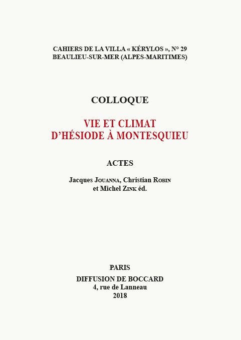 Vie et climat d'Hésiode à Montesquieu