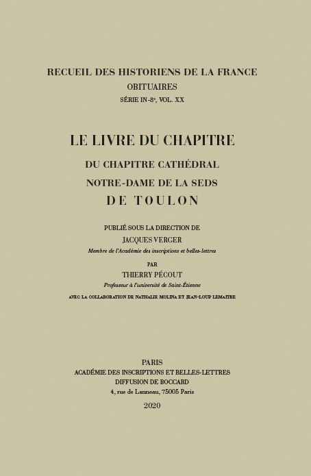 Le livre du chapitre du chapitre cathédral Notre-Dame de la Seds de Toulon