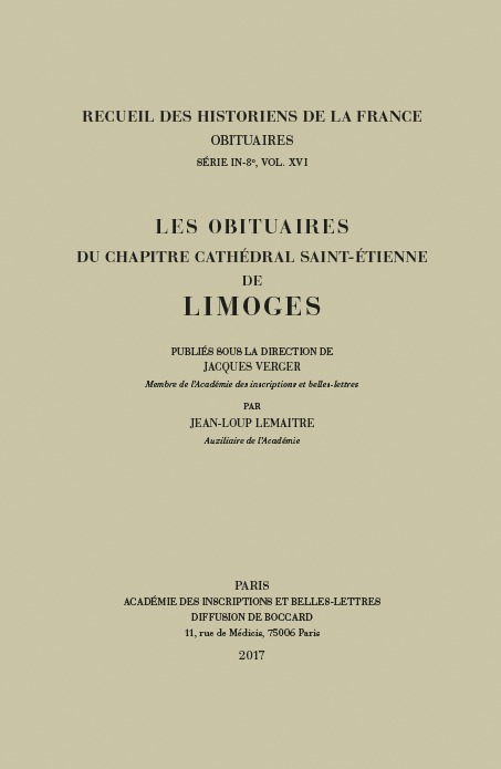 Les obituaires du chapitre cathédral Saint-Étienne de Limoges