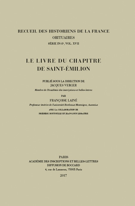 Le livre du chapitre de Saint-Émilion