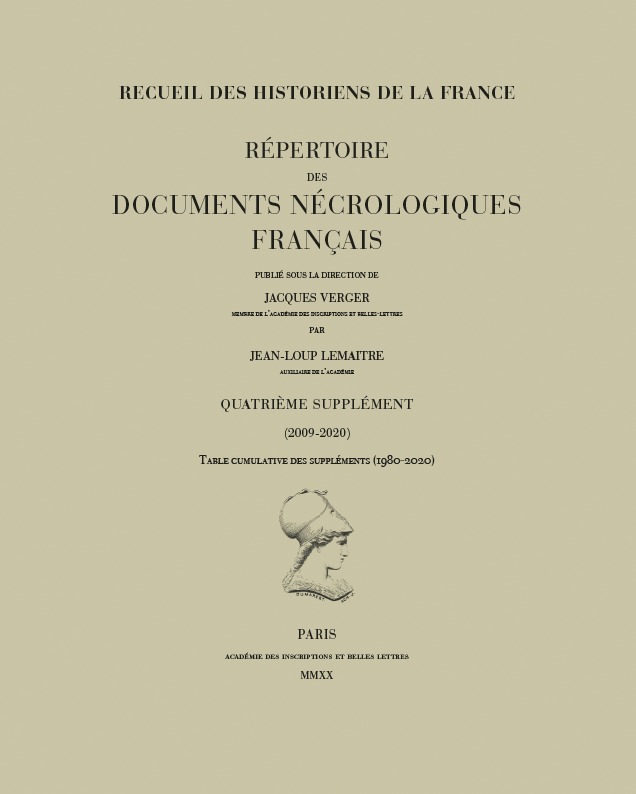 Répertoire des documents nécrologiques français. Quatrième supplément (2009-2020)