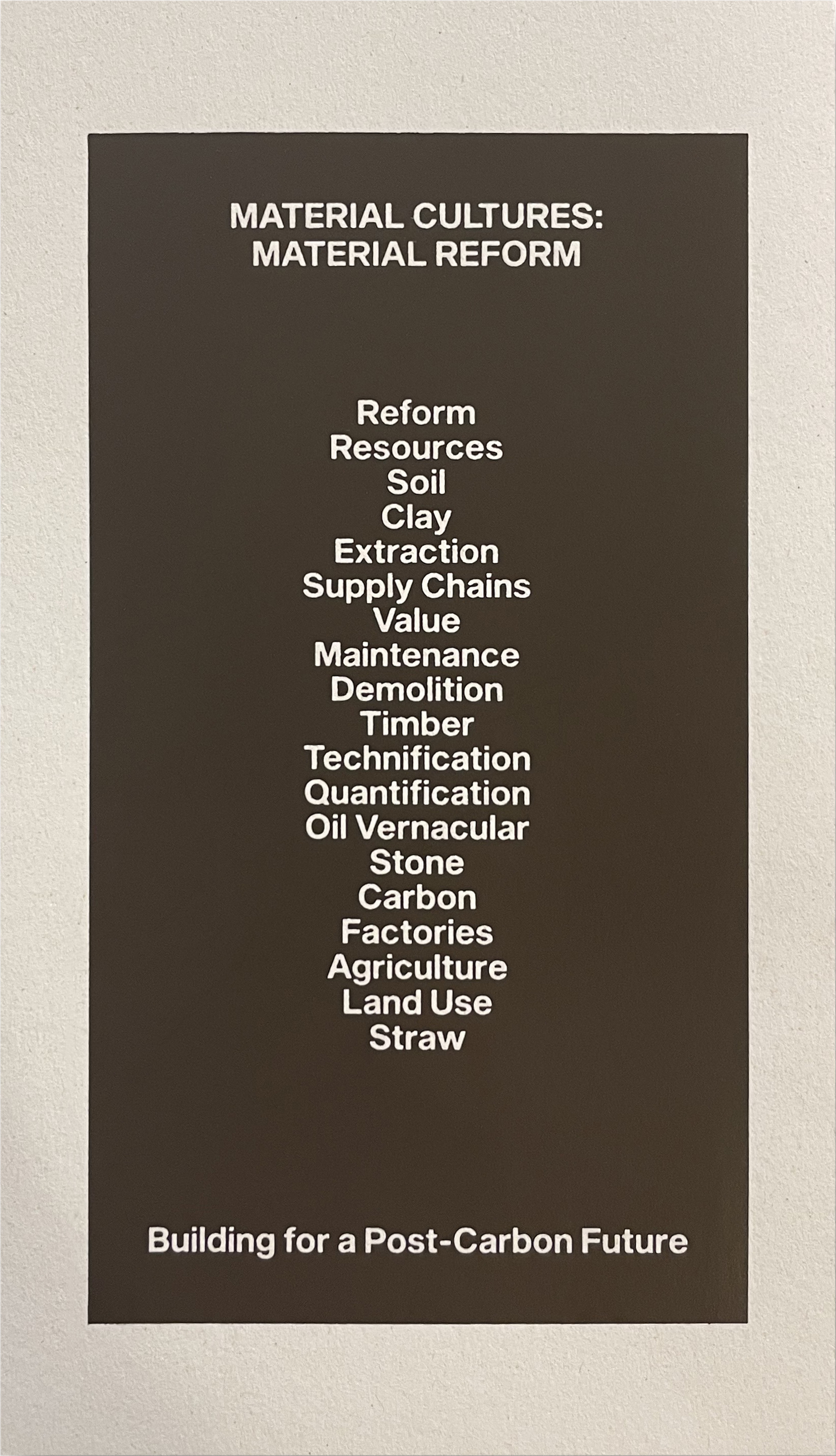 MATERIAL CULTURES MATERIAL REFORM