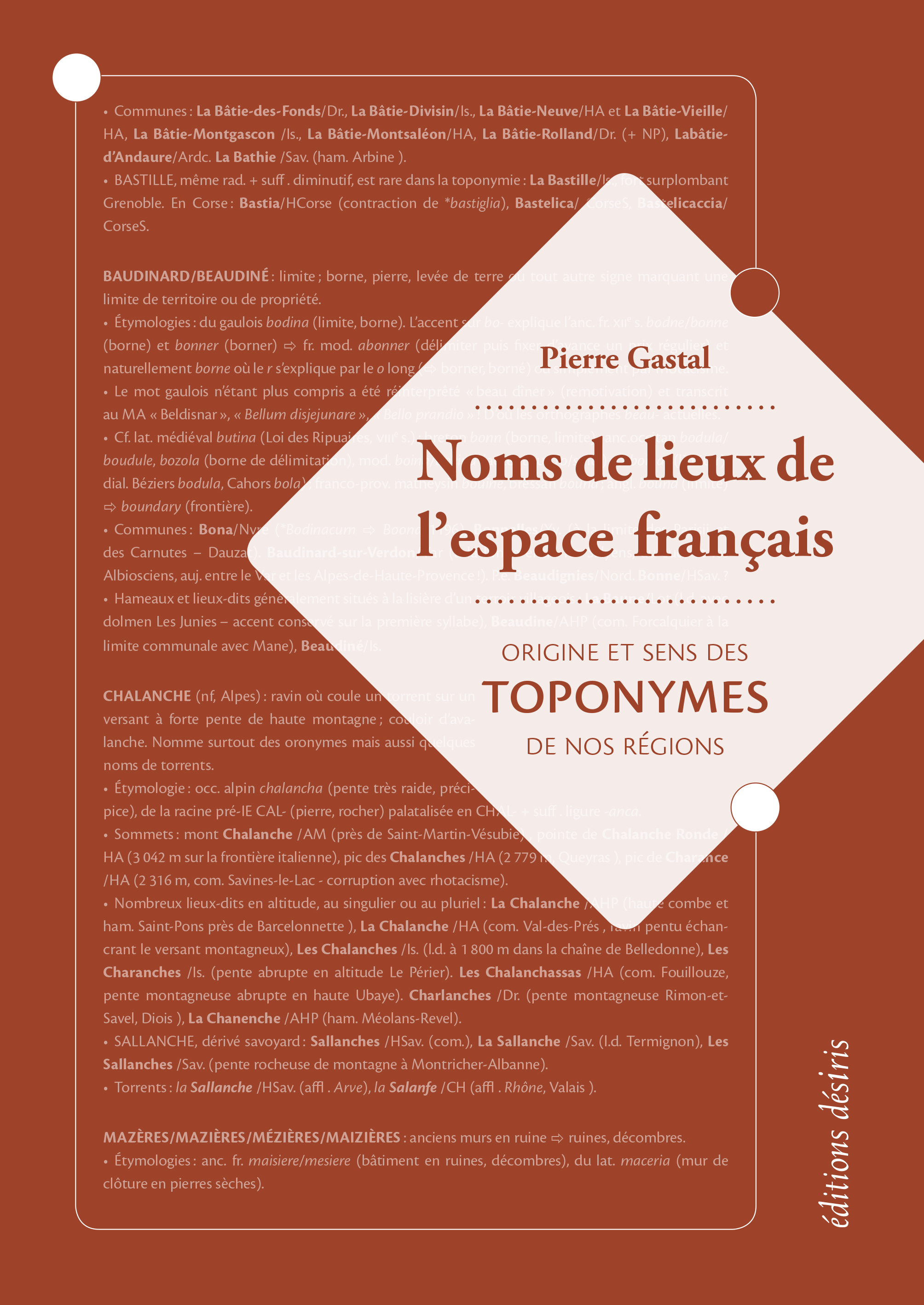 Noms de lieux de l'espace français - origine et sens des toponymes de nos régions