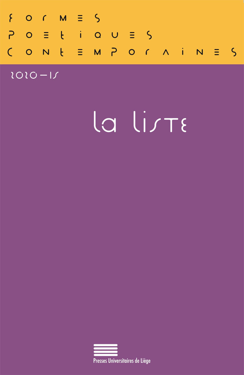 FORMES POETIQUES CONTEMPORAINES 15 : LA LISTE