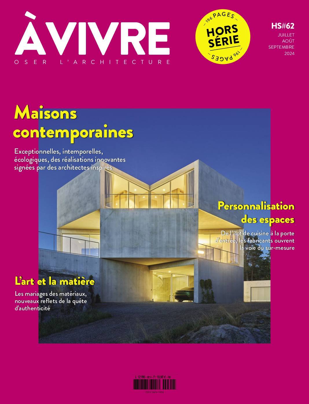 Architecture à vivre HS n°62 : Maisons contemporaines -Juillet/Août/Septembre 2024