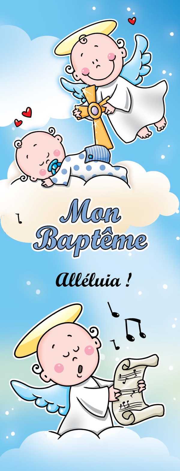 Lot de 20 - Signet Mon Bapteme ANGE Alleluia Garçon