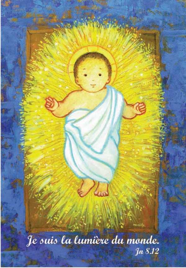 Lot de 10 - Cartes Doubles Maïté Roche Enfant-Jésus + enveloppes sous cello