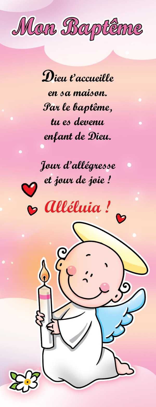 Lot de 20 - Signet Mon Bapteme ANGE Dieu t'accueille Fille