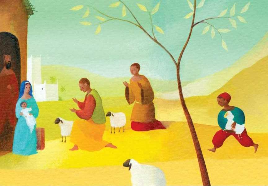 Lot de 10 cartes doubles L'adoration des bergers