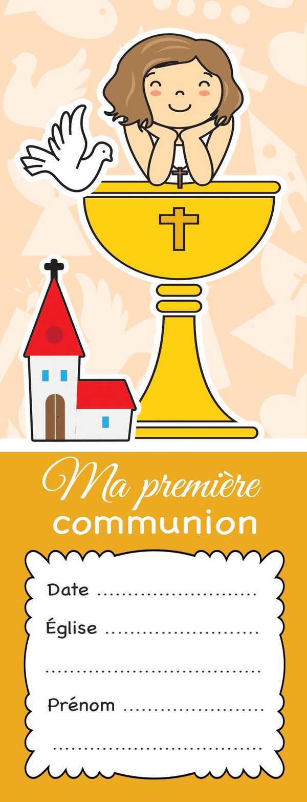 Lot de 20 - Signet Communion invitation Calice Fille