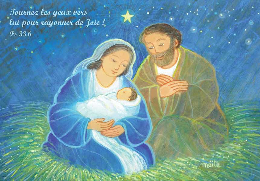 Lot de 10 cartes doubles - Nativité Tournez les yeux vers lui pour rayonner de Joie !