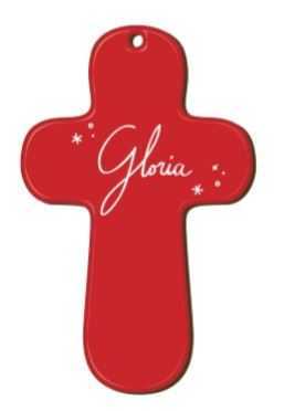 Croix rouge en bois imprimée Gloria