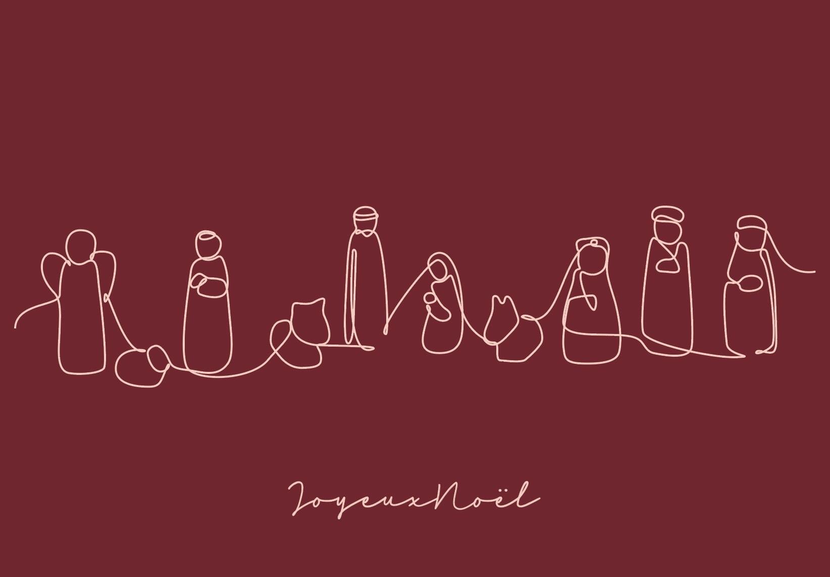 Lot de 10 cartes double Noël Emany - Crèche de Noël