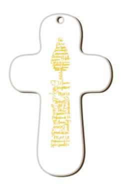 Croix blanche en bois imprimée Bougie