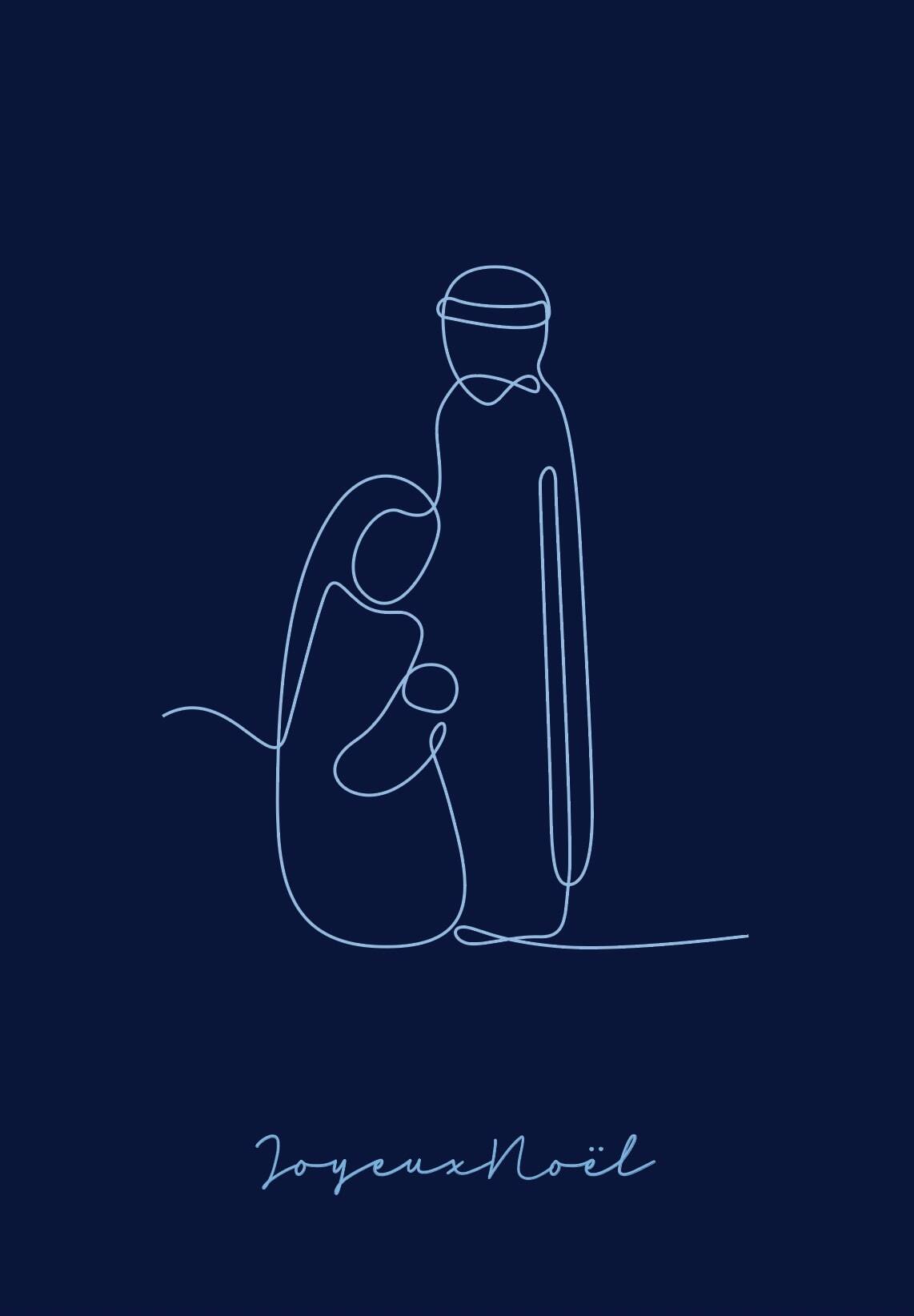 Lot de 10 cartes double Noël Emany - Sainte Famille