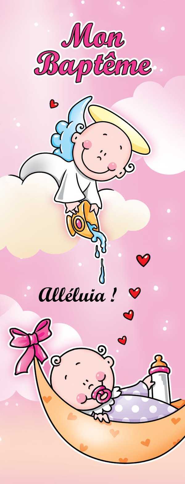 Lot de 20 - Signet Mon Bapteme ANGE Alleluia ! Fille