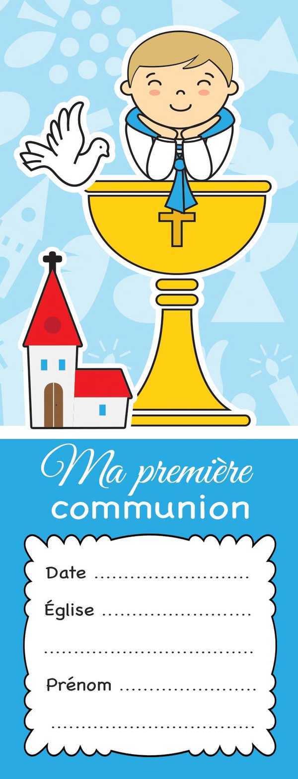 Lot de 20 - Signet Communion invitation Calice Garçon