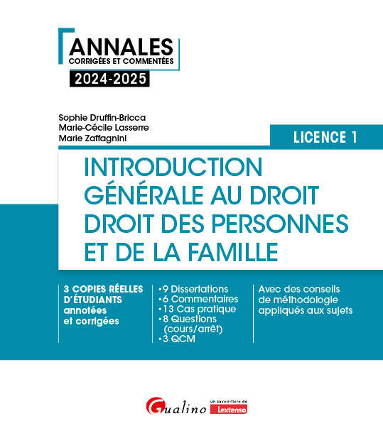 Introduction générale au droit et droit des personnes et de la famille - L1