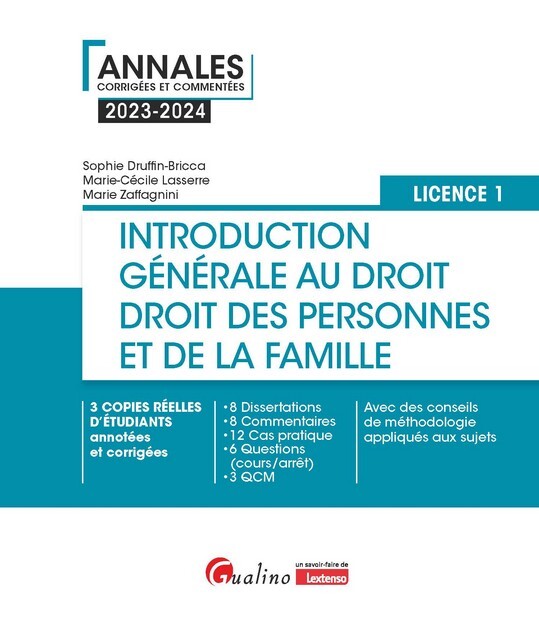 Introduction générale au droit et droit des personnes et de la famille - L1