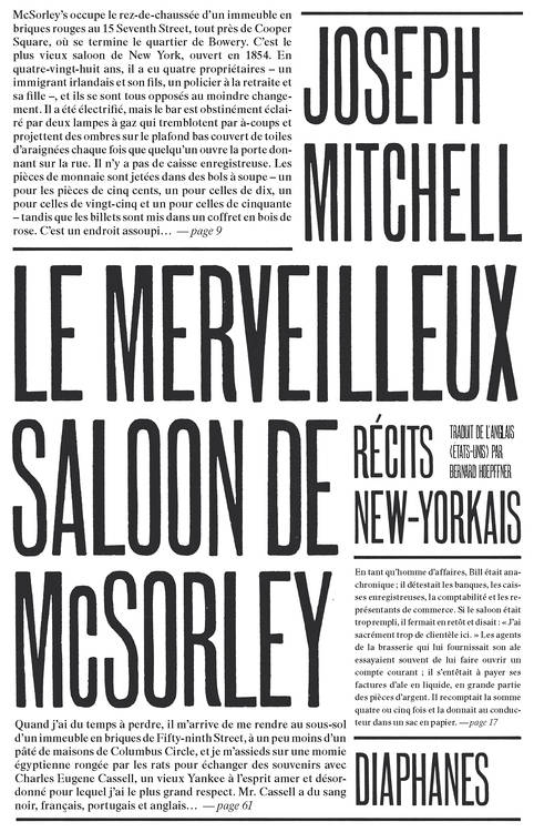 LE MERVEILLEUX SALOON DE MCSORLEY, RECITS NEW-YORKAIS