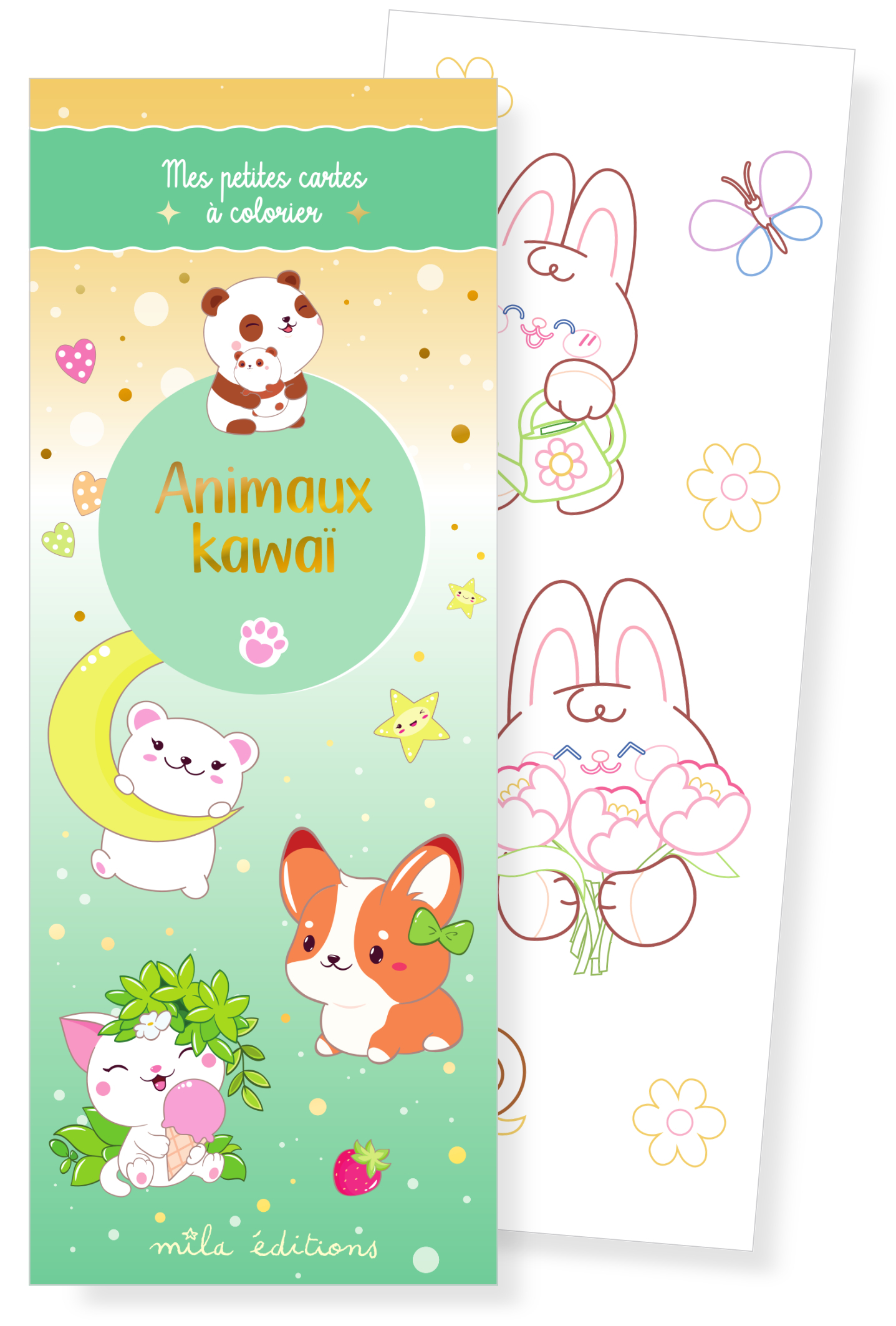 Animaux kawaï - Mes petites cartes à colorier