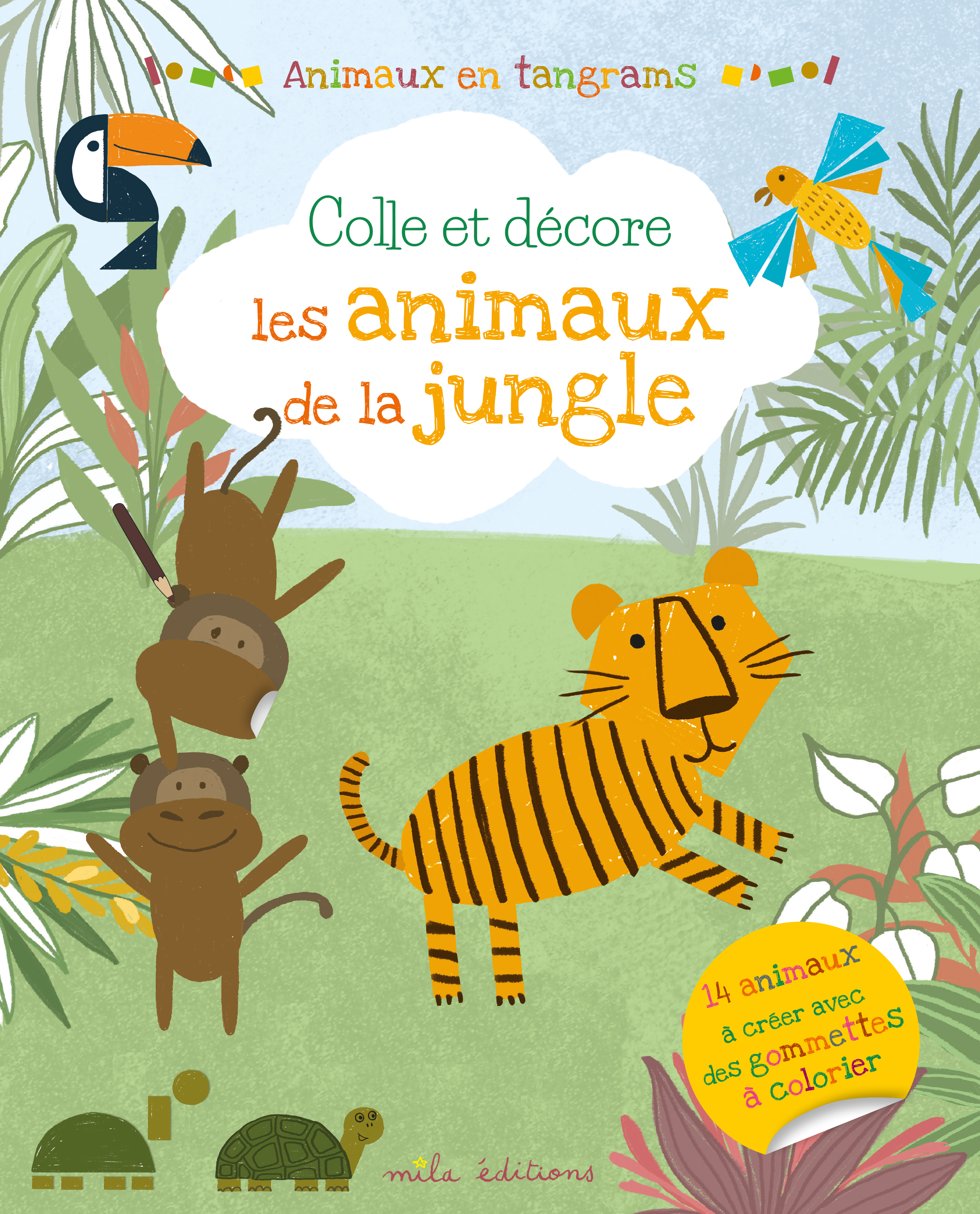 Animaux en tangrams - Colle et décore les animaux de la jungle