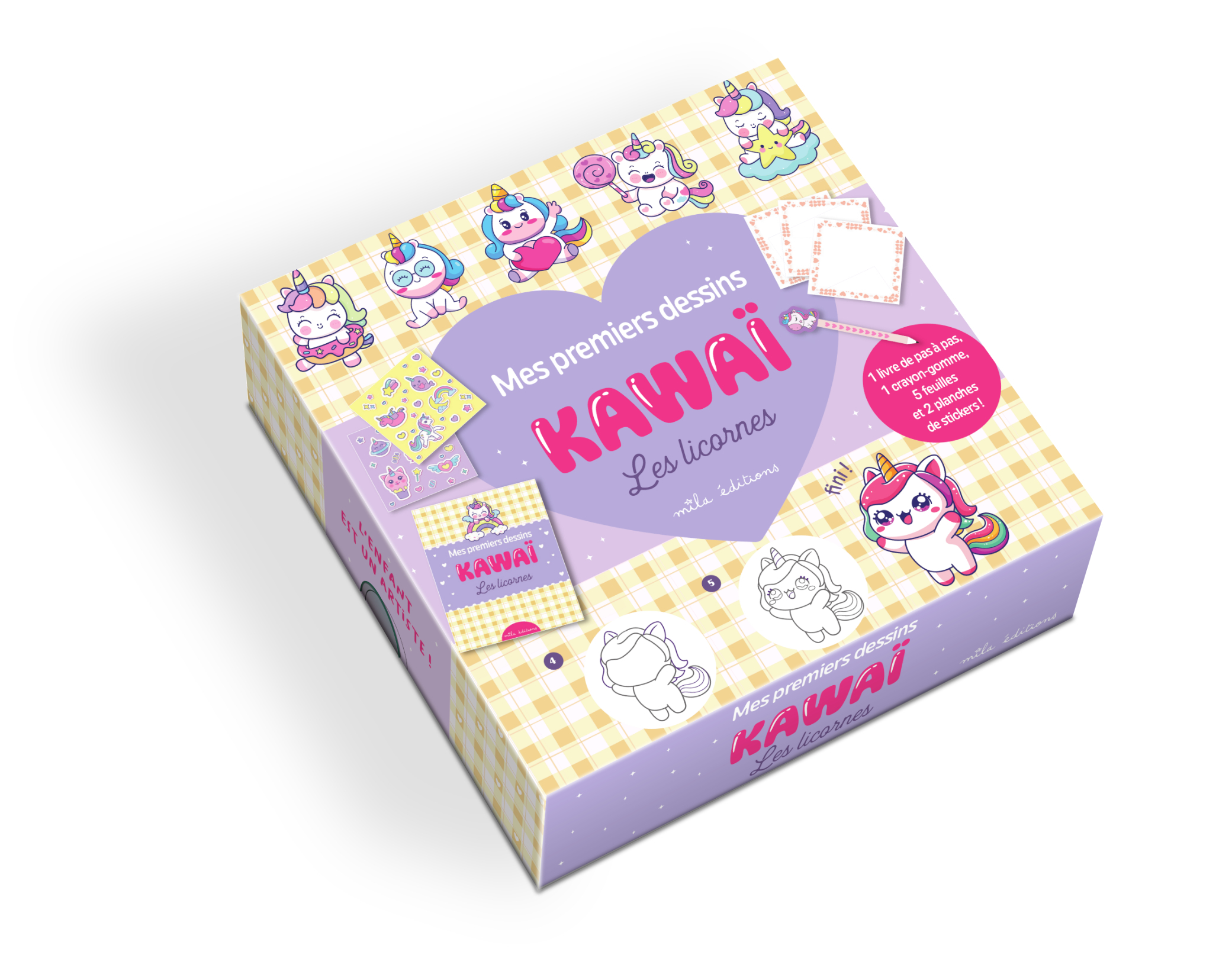 Coffret - Mes premiers dessins kawaï - Les licornes