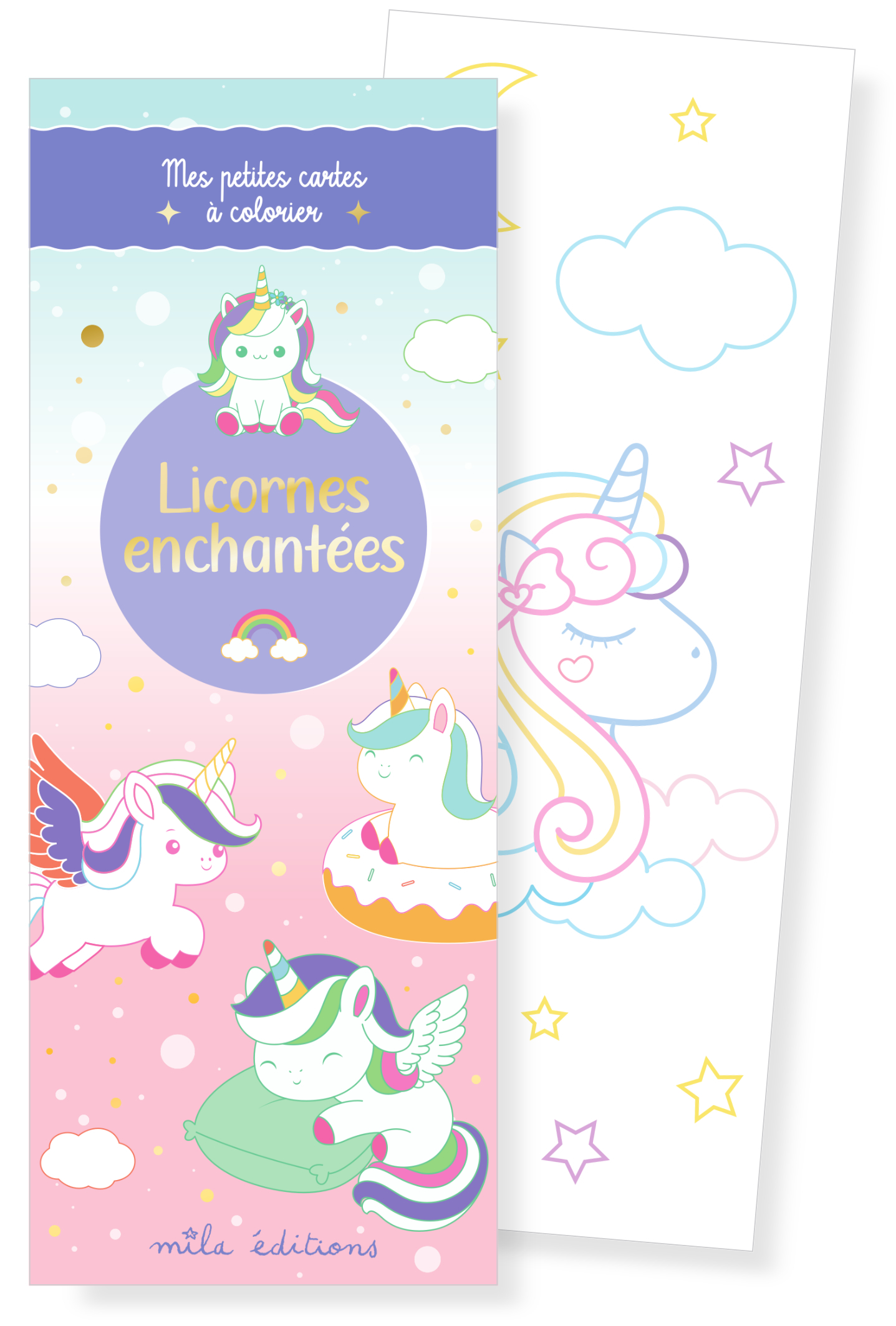 Licornes enchantées - Mes petites cartes à colorier