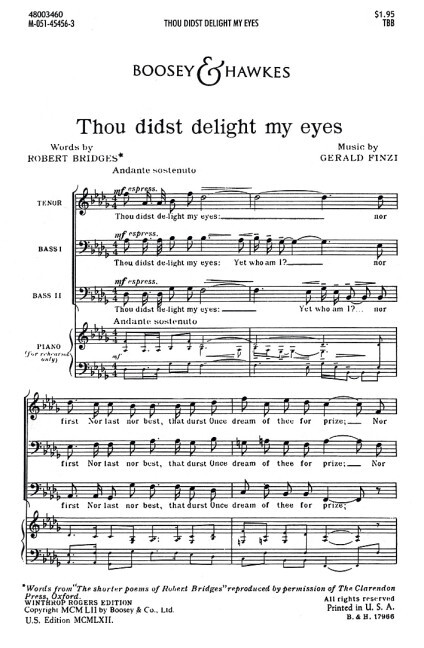 Thou didst delight my eyes