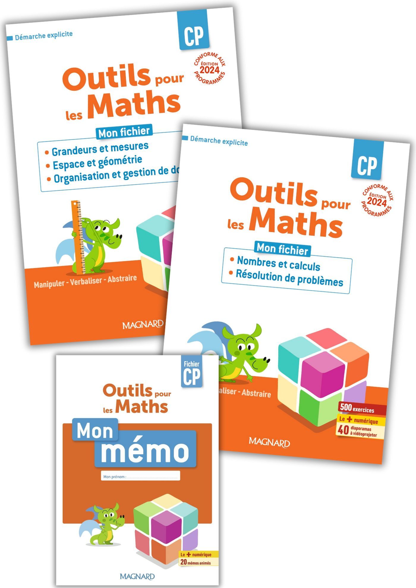 Outils pour les Maths CP (2024) - 2 fichiers (Nombres et Calculs et résolution de problèmes & Grandeurs et mesures et Espace et Géométrie) + Mémo