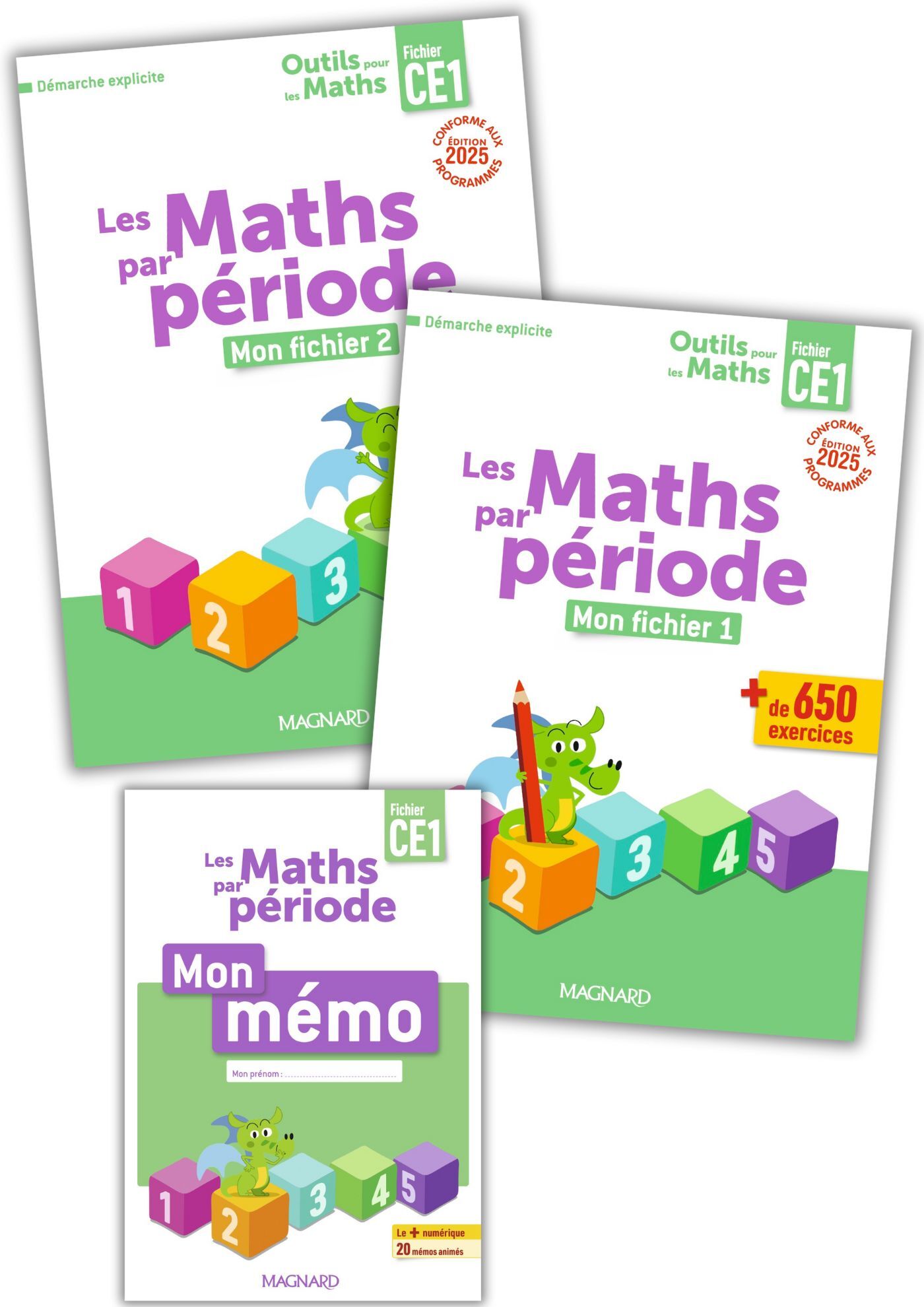 Outils pour les Maths CE1 par période (2025) - Fichier 1 + Fichier 2 + Mémo