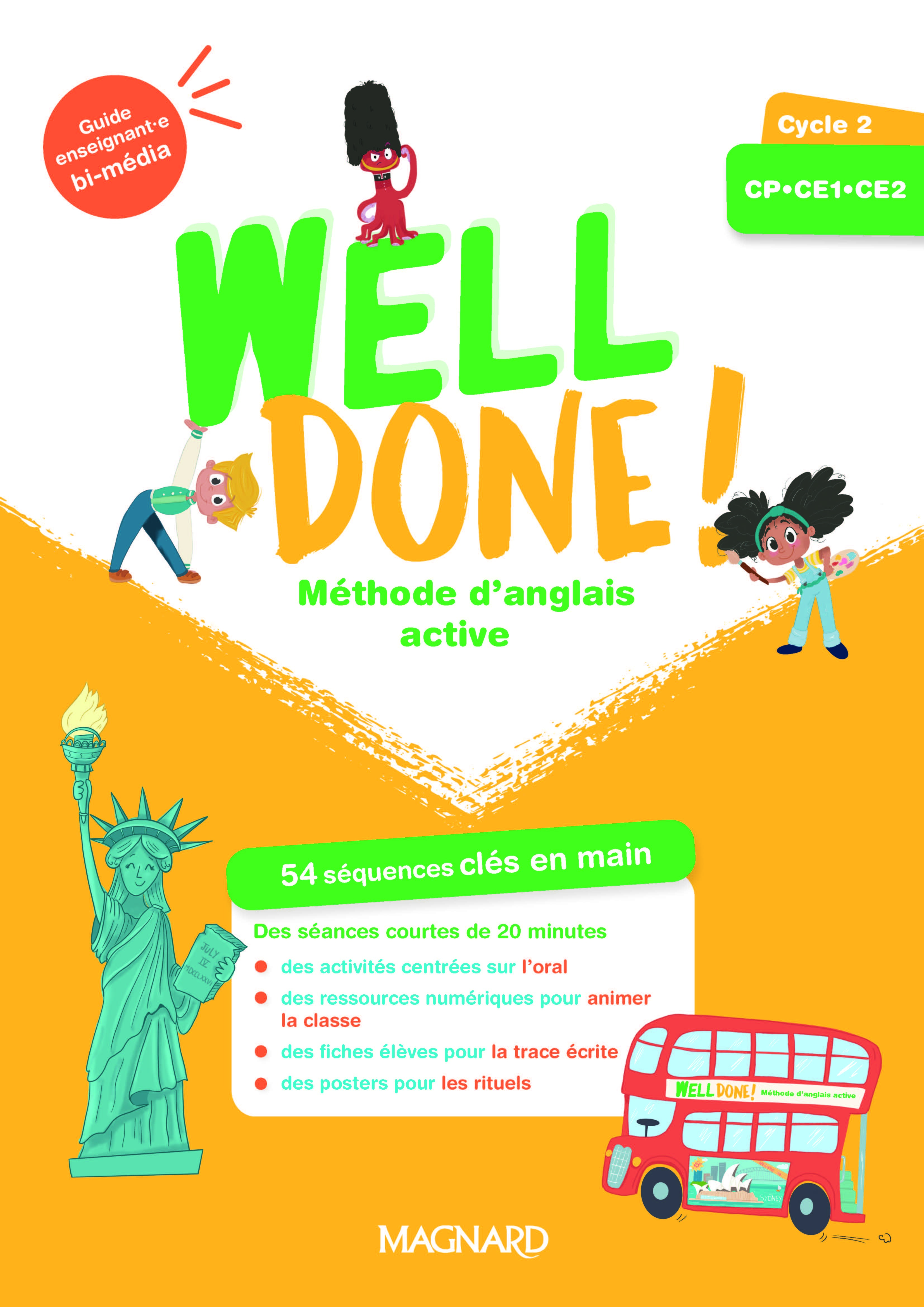 Well done! Anglais cycle 2 (2023) - Guide enseignant bi-media + Fichier photocopiable + Posters