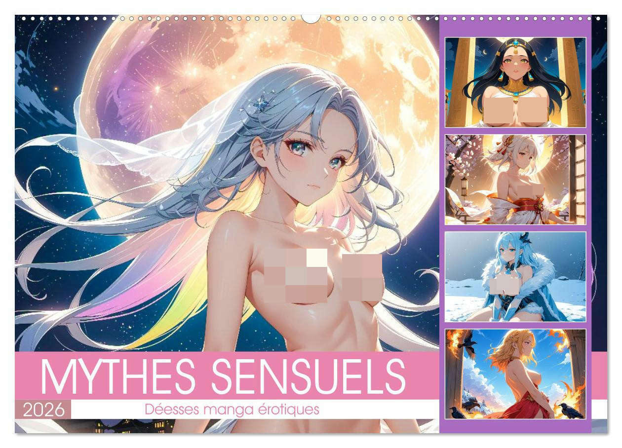 Mythes Sensuels - Déesses manga érotiques (Calendrier mural 2026 DIN A2 vertical), CALVENDO calendrier mensuel