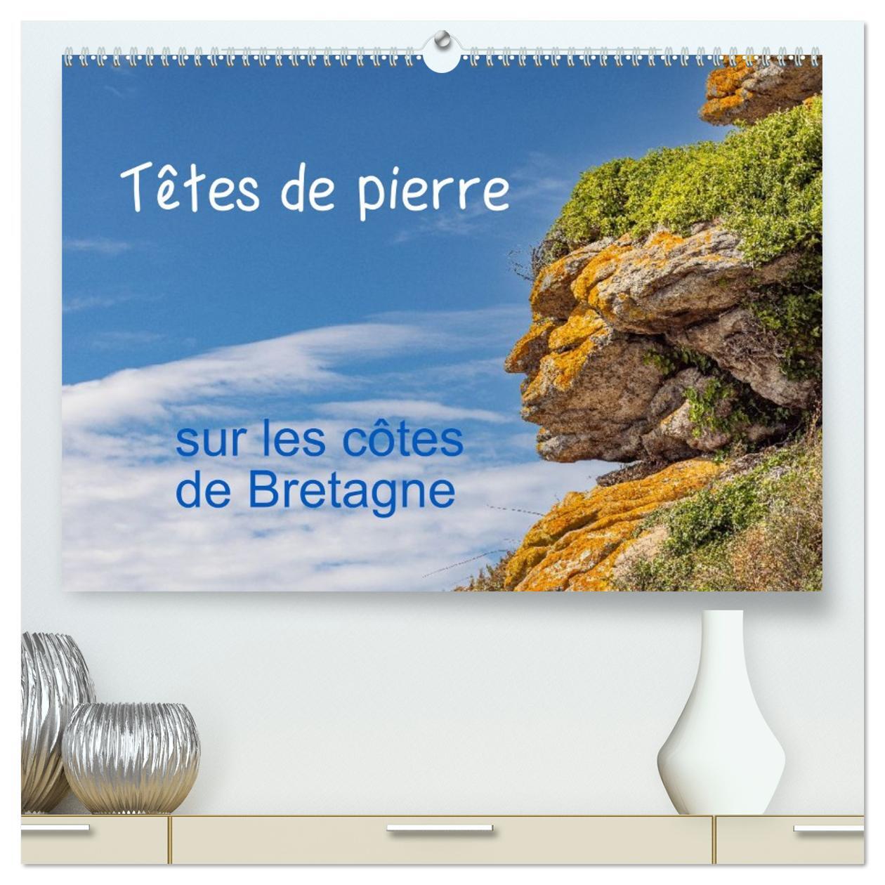 Têtes de pierre sur les côtes de Bretagne  (Calendrier mural 2026 DIN A2 vertical) calendrier de bureau