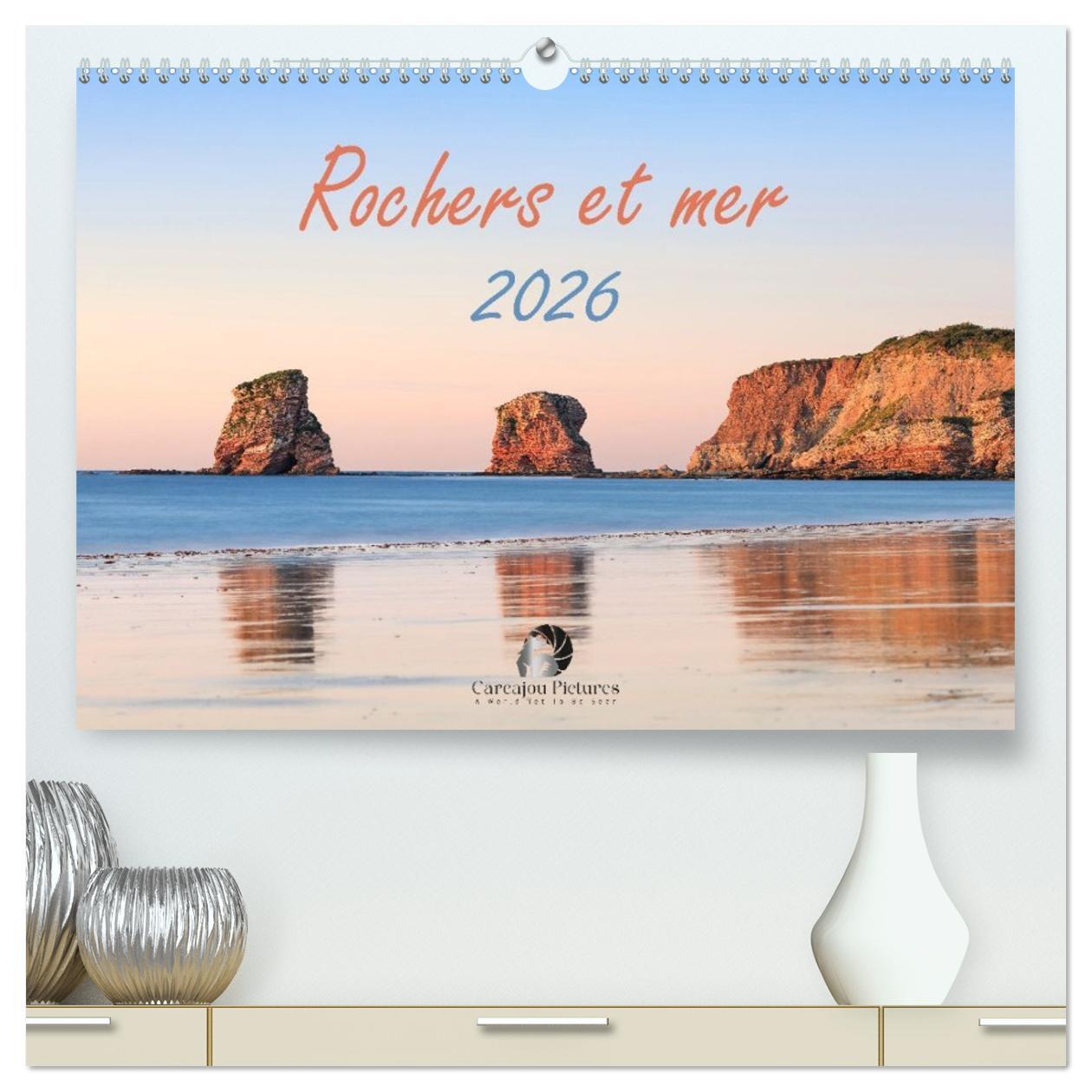 Rochers et mer  (Calendrier mural 2026 DIN A2 vertical) calendrier de bureau