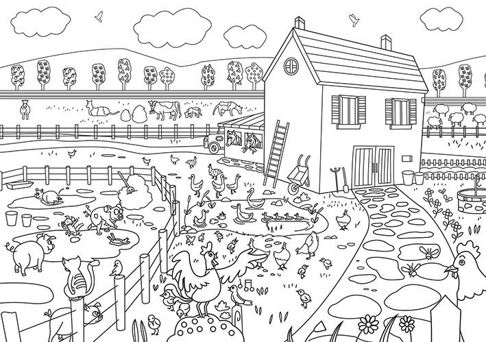 1-A LA FERME MAXI COULEURS 108CM X 76CM