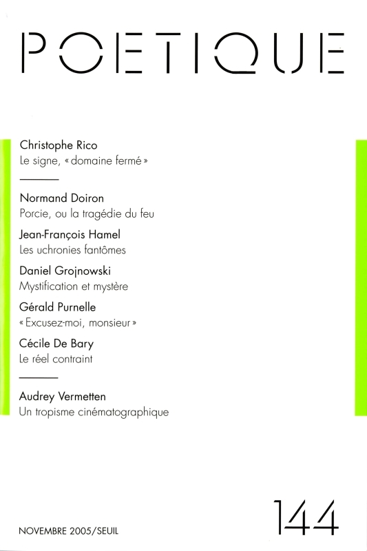 Poétique, n° 144