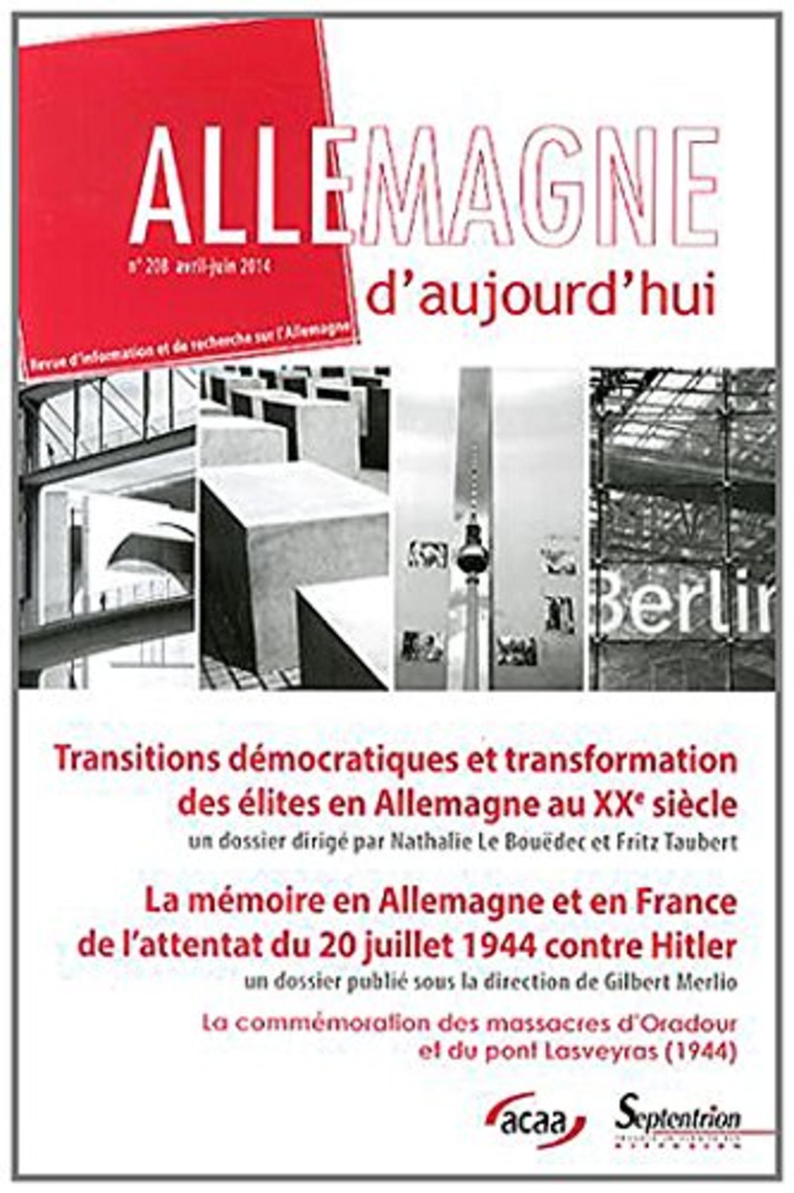 Allemagne d''aujourd''hui, n°208/avril - juin 2014