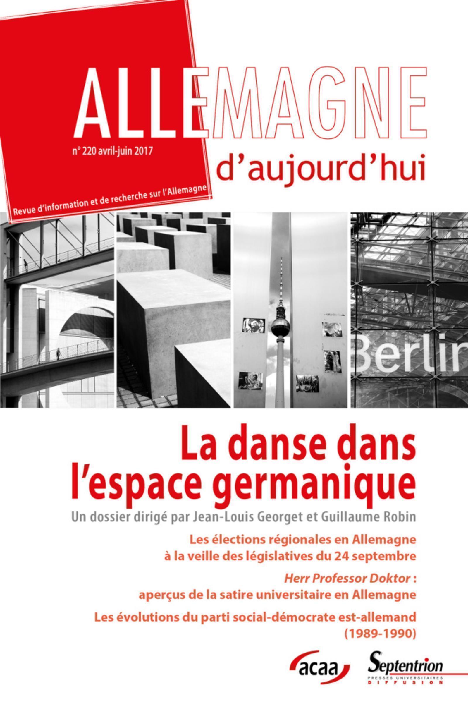 La danse dans l'espace germanique - N°220 avril-juin 2017