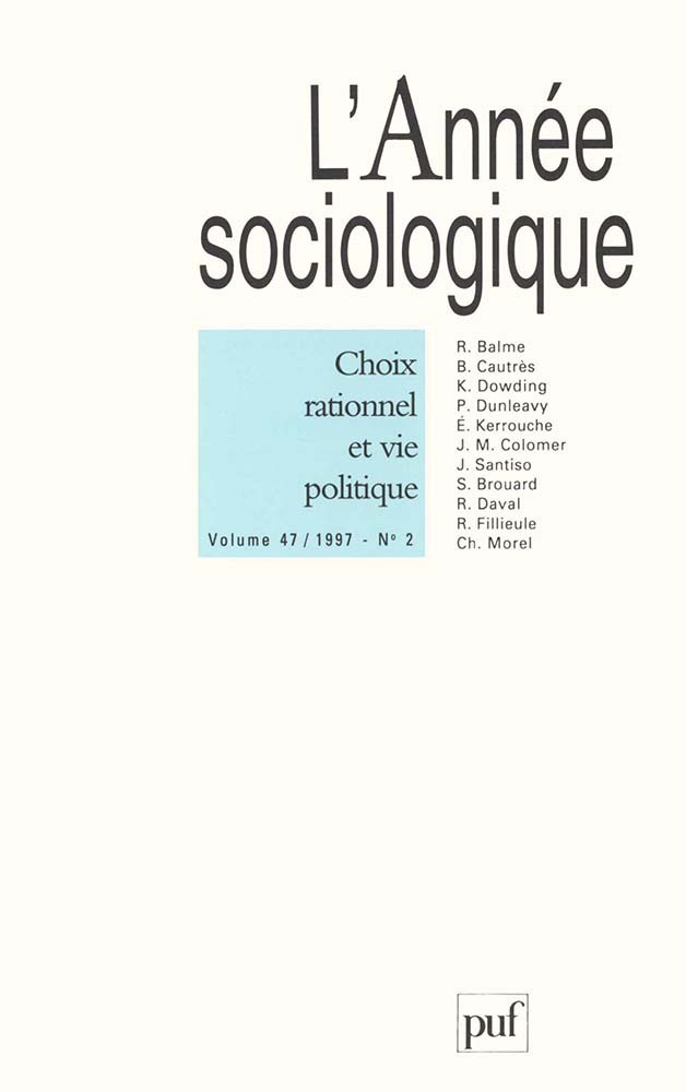 année sociologique 1997, vol. 47 (2)