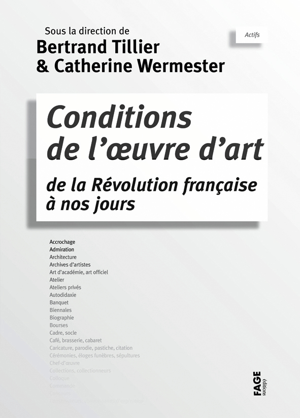 Conditions de l'œuvre d'art de la révolution française à nos