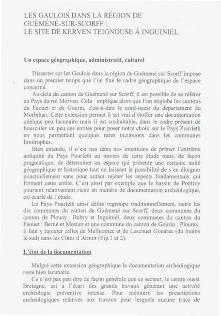 GAULOIS DANS LA REGION DE GUEMENE SUR SCORFF