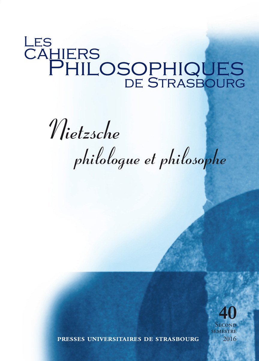NIETZSCHE PHILOLOGUE ET PHILOSOPHE