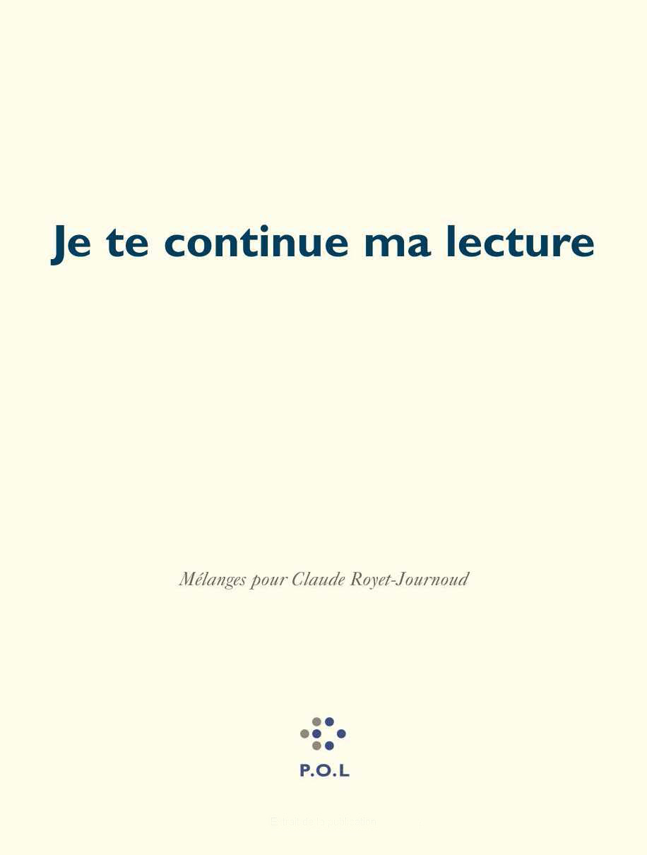Je te continue ma lecture