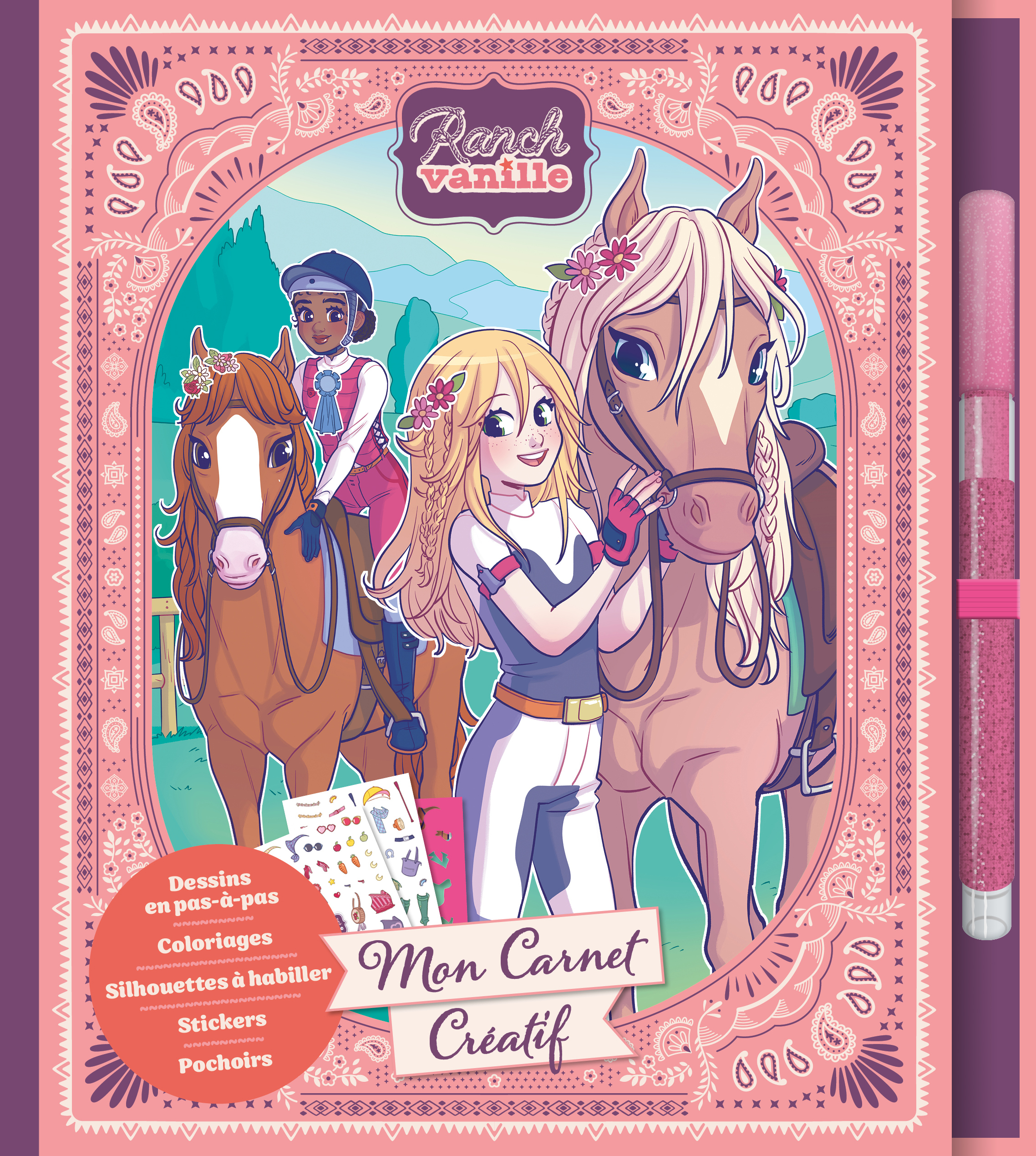 Mon carnet créatif   Ranch Vanille (feutre pailleté, stickers et pochoirs)