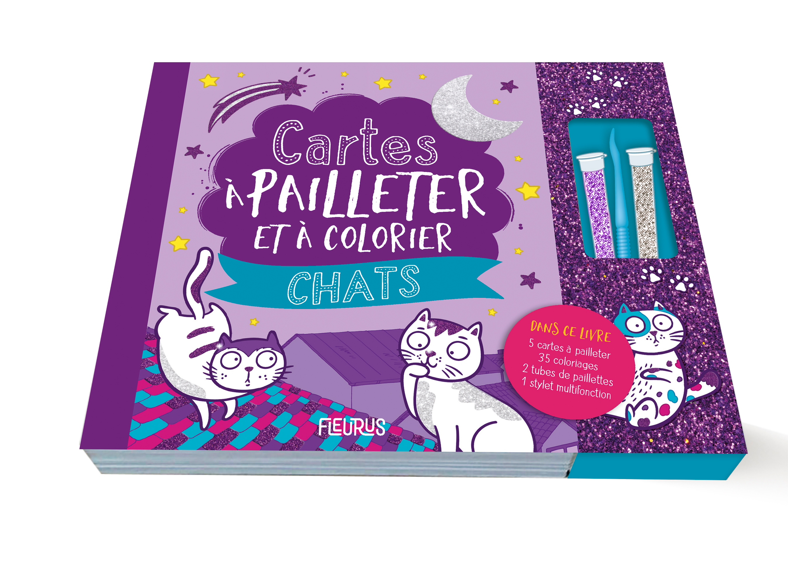 Cartes à pailleter et colorier : Chats