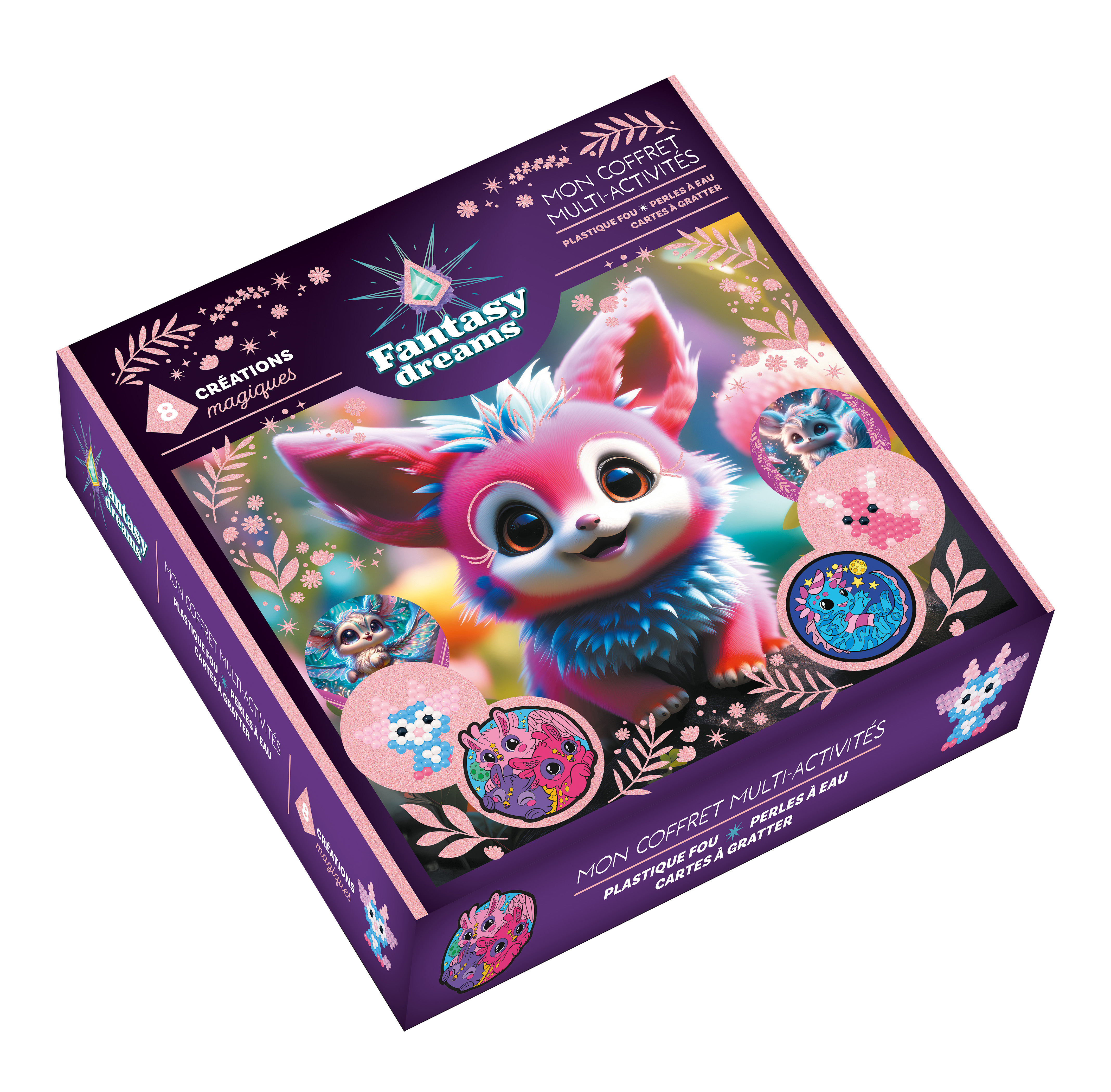 Mon coffret multi-activités Fantasy Dreams - Plastique fou, Perles à eau, Cartes à gratter